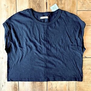 Free People Crew Neck Black Cotton Sleeveless Cropped Top Women’s Size M